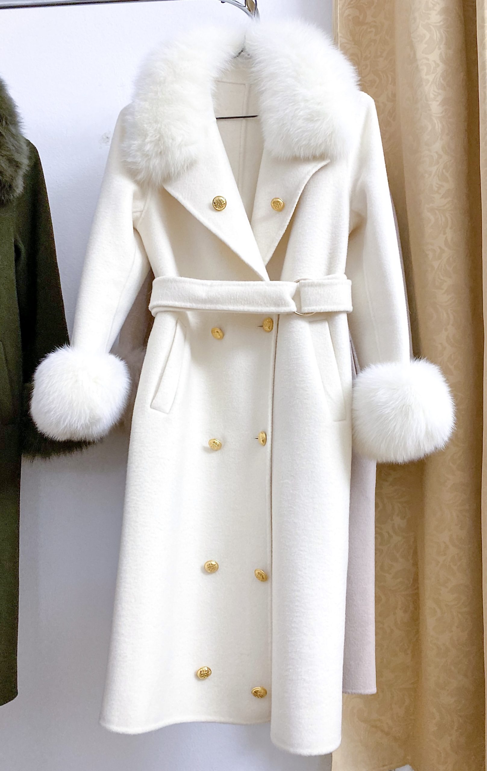 SOFY wool and cashmere coat - fox fur - Joy Kvalitet